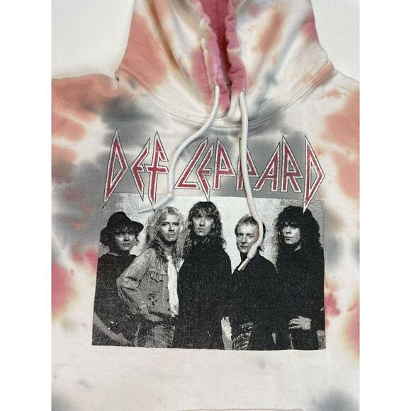 Def Leppard Graphic Pullover Hoodie Men Small Multicolor Tie Dye Music - Picture 2 of 5